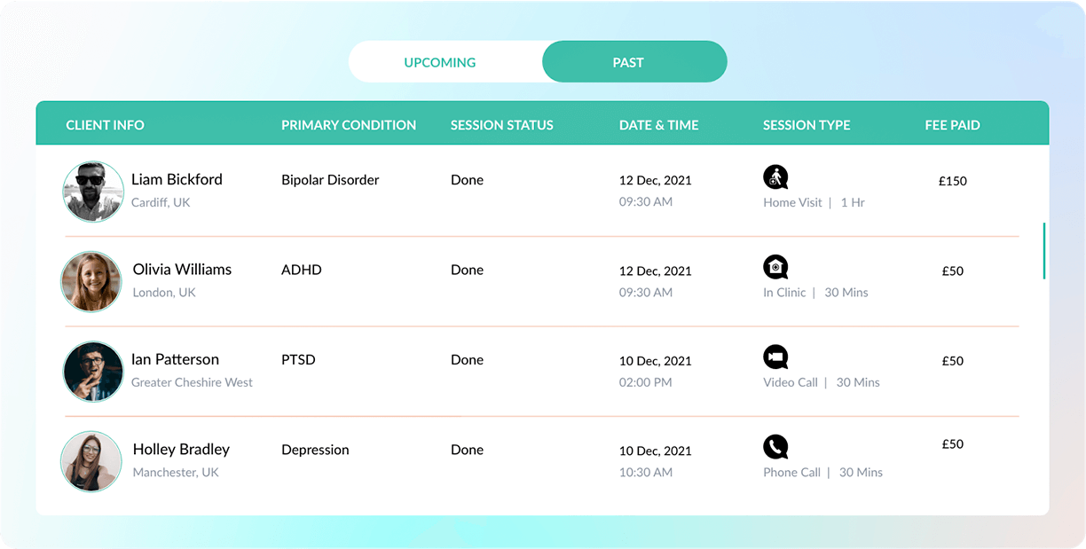 Easily manage your clients and sessions