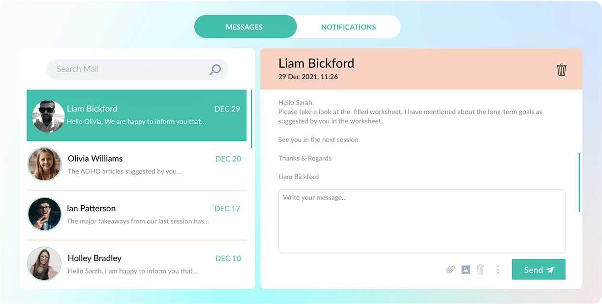 Securely message your clients