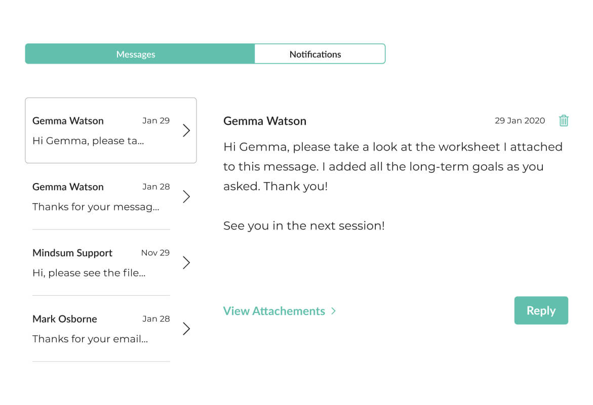 Securely message your therapist