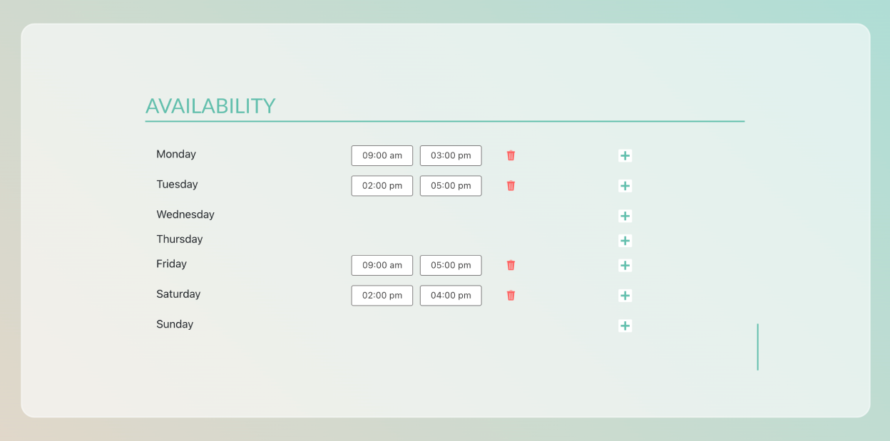 Set your availability and sync calendar